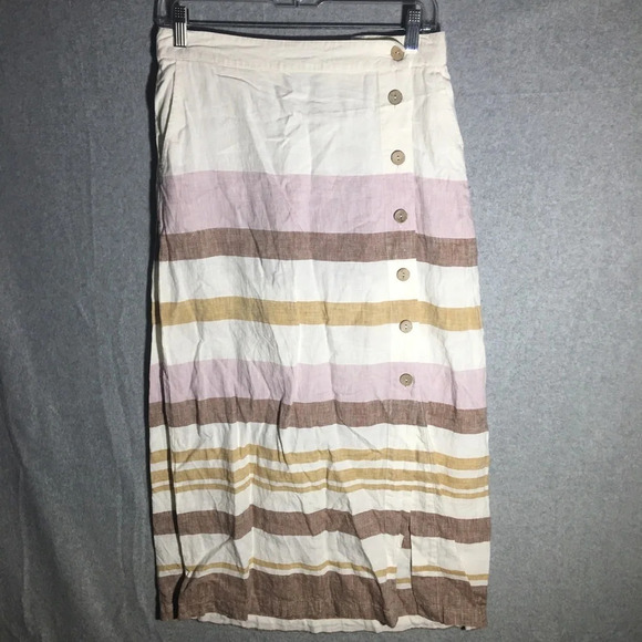 Womens Rachel Zoe Skirt Midi Length Lagenlook Linen Pastel Summer Spring Casual - Picture 1 of 4